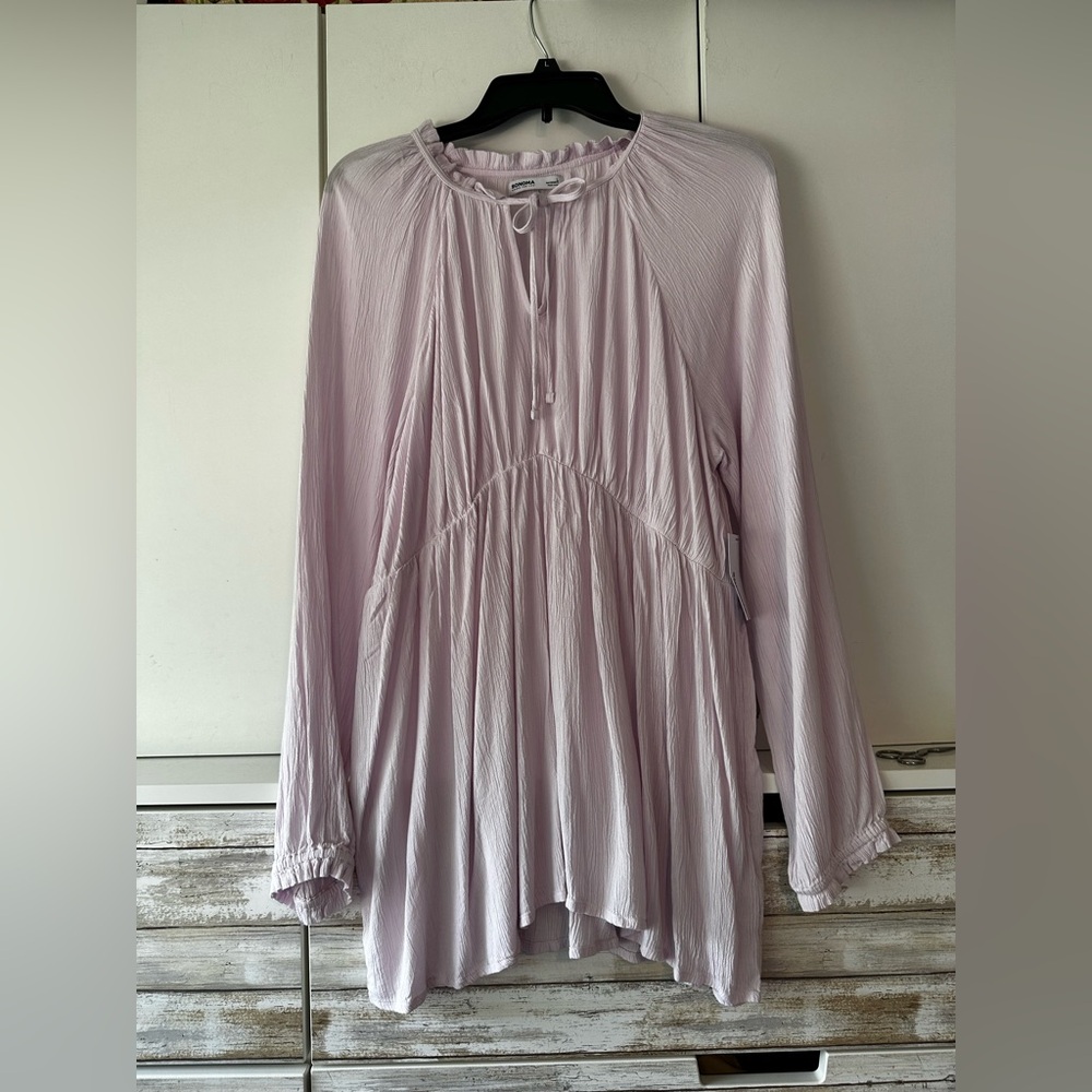 💜 NWT Sonoma Maternity Lilac Tunic Tie Neck Long Sleeve L